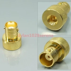 Adaptador de antena conector RF recto dorado conector jack SMA macho a BNC hembra 2 piezas - Imagen 1 de 1