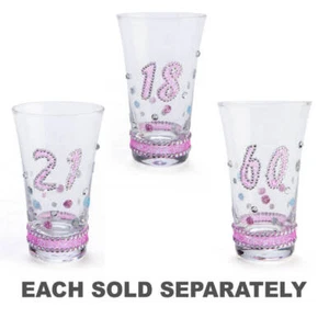 Birthday Sparkle Shot Glass with a Silver Glittered Diamantes Stem and Pink Base - Picture 1 of 5