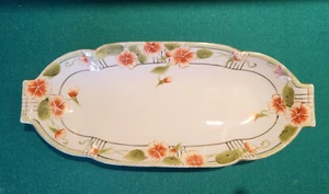 Antike 1910c NIPPON handbemalte Porzellan ovale Sellerie Schale mit Griffen, 12" L - Bild 1 von 9