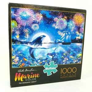 Buffalo Dramatic Night Marine Color Dolphins Christian Riese Lassen Puzzle 1000p - Picture 1 of 8