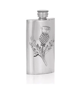 Flachmann English Pewter Scottish Thistle Design 3oz Made in England | GIB24 - Bild 1 von 4