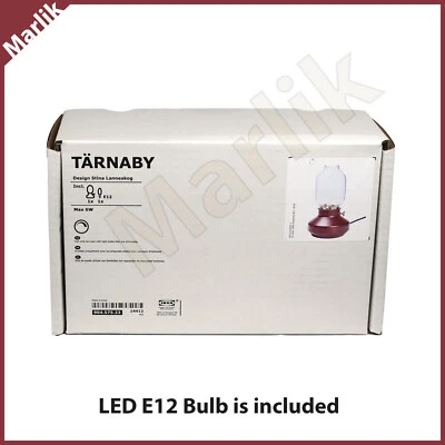 IKEA TARNABY Dimmable Table Lamp + LED Bulb, Kerosene Style, Dark Red, NEW - Image 1 of 2