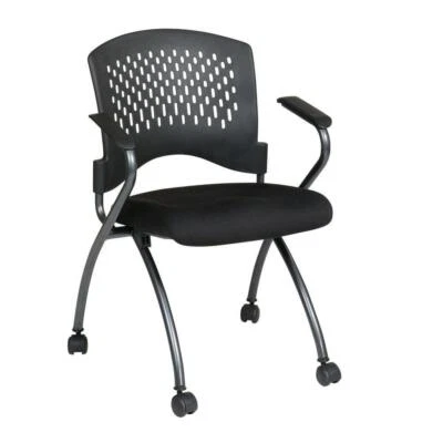 Silla de oficina para invitados Office Star Products 250 lb tapa asiento acolchado sin brazos en carbón Foto 1 de 4