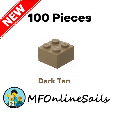 100x LEGO 2x2 Dark Tan Bricks Piece # 3001 - BULK large bricks - Image 1 of 4