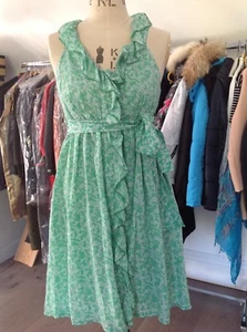 ADOLFO DOMINGEZ LADIES DRESS PRINTED GREEN COLOR SIZE 40 - Picture 1 of 9