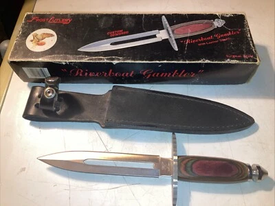 Faca de jogador Frost Cutlery Riverboat com bainha de couro 17-719FW com caixa LIMPA - Imagem 1 de 4