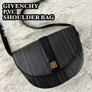 Givenchy PVC shoulder bag 4G hardware striped flap black women's used from Japan