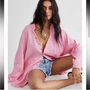 Free People We the Free Size XS Cotton Summer Daydream Button Up Top Boho Beach - Picture 1 of 10