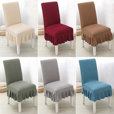 Chair Cover Dining Chair Slipcover Ruffled Skirt Chair Protector Soild Color