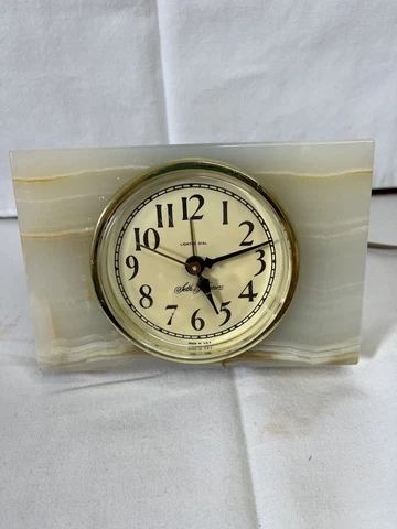 Vintage Seth Thomas Clock White Marble Tested Lighted Dial USA Cover
