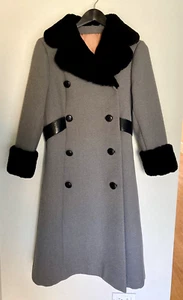 Cappotto donna vintage doppiopetto pelliccia sintetica orlo lana ILGWU Union Made S/M SPLENDIDO - Foto 1 di 14