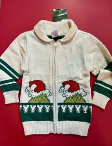 NWT 4 Boys' Dr. Seuss The Grinch Ugly Holiday Sweater Cardigan With Zipper - Picture 1 of 24