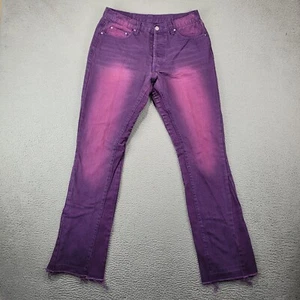 Jeans MNML uomo 31X33 viola gamba svasata orlo grezzo streetwear casual denim - Foto 1 di 12
