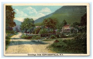 Saludos desde Edwardsville NY St. Lawrence County 1916 postal DPO? B11 - Imagen 1 de 2