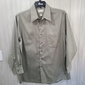 Herren Satin Oberhemd Größe L 32 / 33 16,5 grün Preppy Büro Kirche Arbeit  - Bild 1 von 6