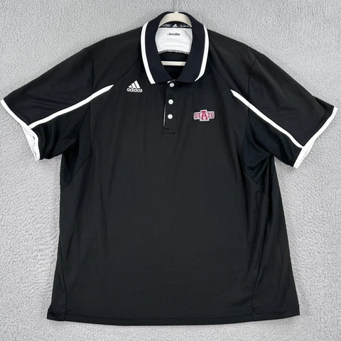 Arkansas State Red Wolves Polo Shirt Mens 2XL XXL Adidas Black Climalite NCAA Cover