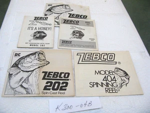 Zebco model 202 404 ZEE BEE reel foldout + schematic 5 manual lot original USA - Bild 1 von 14