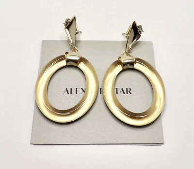 PENDIENTES ARO ALEXIS BITTAR AMARILLO LUCITA CHAPADOS EN ORO CON POSTE DE CRISTAL Foto 1 de 4