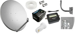 PARABOLA ACCIAIO 60 CM+LNB 1-2-4 OUT LTE INTEGRATO+20 MT. CAVO+SAT FINDER+STAFFA - Foto 1 di 1