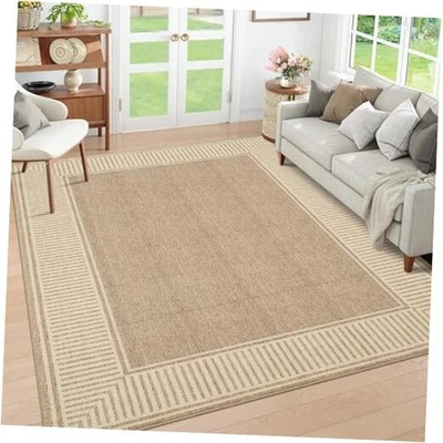  Alfombra con bordes 4x6 alfombra lavable para sala de estar alfombra moderna con borde a rayas  Foto 1 de 4