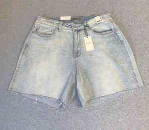 Judy Blue Shorts Womens 2XL Lt Blue High Waist Stretch Summer Distressed Zip - Picture 1 of 13