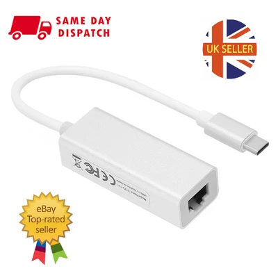 USB-C/TYPE-C to ETHERNET LAN internet Cable Adapter RJ45 MACbook & TypeC Devices - Image 1 of 4