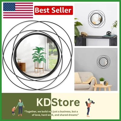 Espelho de parede redondo preto 12 polegadas moldura de ferro decorativa para banheiro sala de estar - Imagem 1 de 4