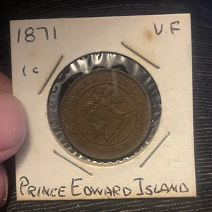 1871 Prince Edward Island Large One Cent Coin (95% Copper) - Queen Victoria - Picture 1 of 2