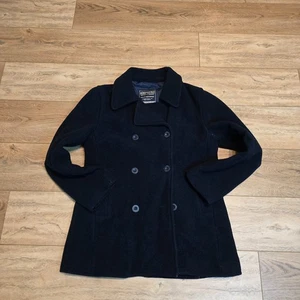 Aeropostale Peacoat Wool Blend Lined Collared Double-Breasted Women's Black M - Picture 1 of 10