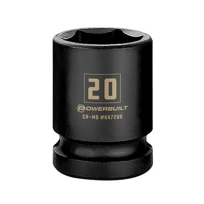 Powerbuilt 1/2 Inch Drive x 20 MM 6 Point Impact Socket - 647280 - Image 1 of 4