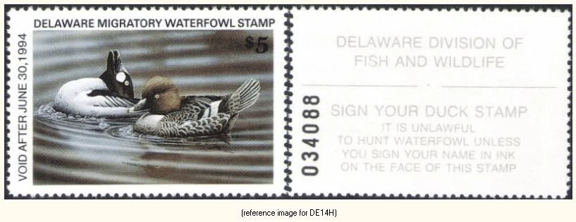 HALFPRICEDUCK Delaware Duck Stamp 1993 $5.00 Hunter - Image 1 of 1