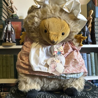 Vtg EDEN TOYS Plush Mrs. Tiggy Winkle Hedgehog LARGE 16" Tall Apron Bonnet 1972 - Image 1 of 4