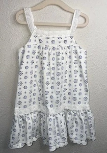 Baby Gap Drop Waist Toddler Girls Sundress Size 2 White/Navy Print Lace Trim - Picture 1 of 9