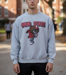 Vintage 90’s Ohio State Buckeyes Gray Sweatshirt Sz XL Midwest Embroidery - Picture 1 of 10