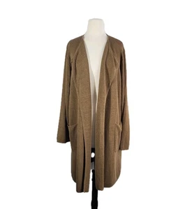 J. Crew Juliette Collarless Sweater-Blazer Women XXL Brown Linen Duster Cardigan - Picture 1 of 10