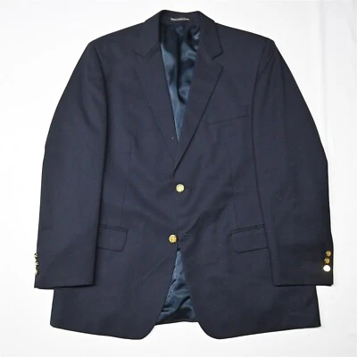 Botany 500 43R 44R Navy Blue Gold Button Wool Mens Blazer Suit Jacket Sport Coat - Image 1 of 4