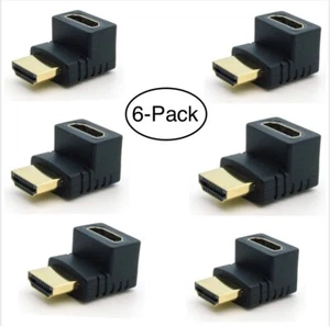 6Pack - HDMI Right Angle Male Female 90 Degree Adapter Connector 4K UHD 1080P - Picture 1 of 4
