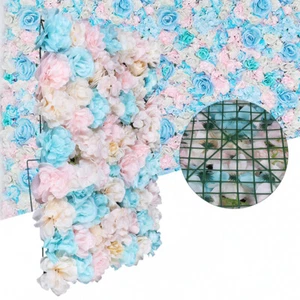 Panel de Pared Flor Artificial 12 PIEZAS Blanco Hortensia Rosa Boda Telón de Fondo Decoración - Imagen 1 de 21