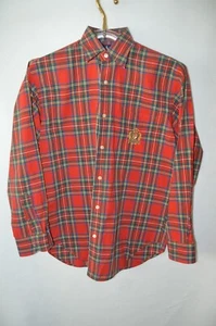 VTG Boy’s Ralph Lauren Red Plaid With Crest Longsleeve Button Up Size (8) - Picture 1 of 4
