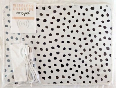 NEW - Wireless Charging Mousepad Black & White Spots Print Rectangular 11” X 8”  - Image 1 of 4