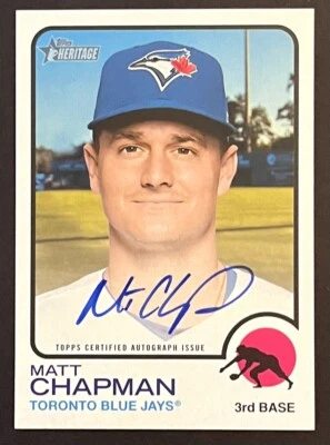 2022 TOPPS HERITAGE HIGH NUMBER MATT CHAPMAN AUTO AUTOGRAPH ON CARD REAL ONE - Image 1 of 2