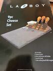 Lazyboy 9 Peice Slate Cheese Set, 3 Cheese Knives 4 Olive Picks, Ceramic Bowl