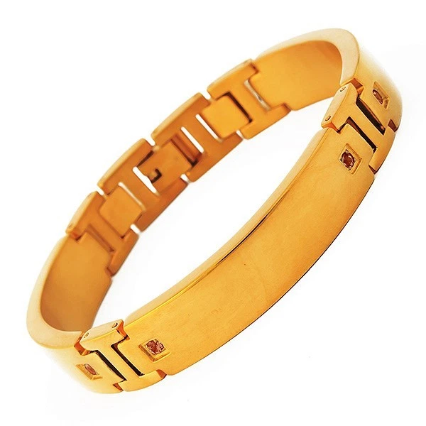 MD DESIGNER NUEVO GENUINO NARANJA ZAFIRO ORO TITANIO PULSERA DE ESLABONES PARA HOMBRE 8" Foto 1 de 1