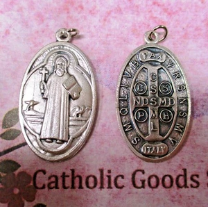 Medalla De San Benito -St Benedict - XL Oval Silver tone OX Jubilee 1 3/4" Medal - Picture 1 of 3