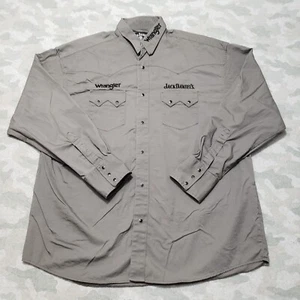 Jack Daniels Wrangler Shirt Men XL Gray Embroidered Pearl Snap Long Sleeve Rodeo - Picture 1 of 11