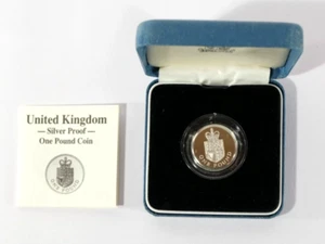 1988 UK £1 Royal Arms One Pound Silver Proof Coin Boxed with COA Collectable S6. - Picture 1 of 4