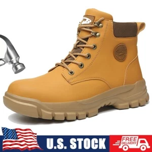 Botas de trabajo impermeables para hombre con punta de acero zapatos de seguridad botas antideslizantes indestructibles - Imagen 1 de 19