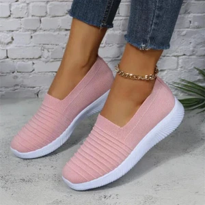 Women's Pink Colored Soft Sole Sneakers, Breathable Mesh Slip On Shoes, Size 8.5 - Picture 1 of 5