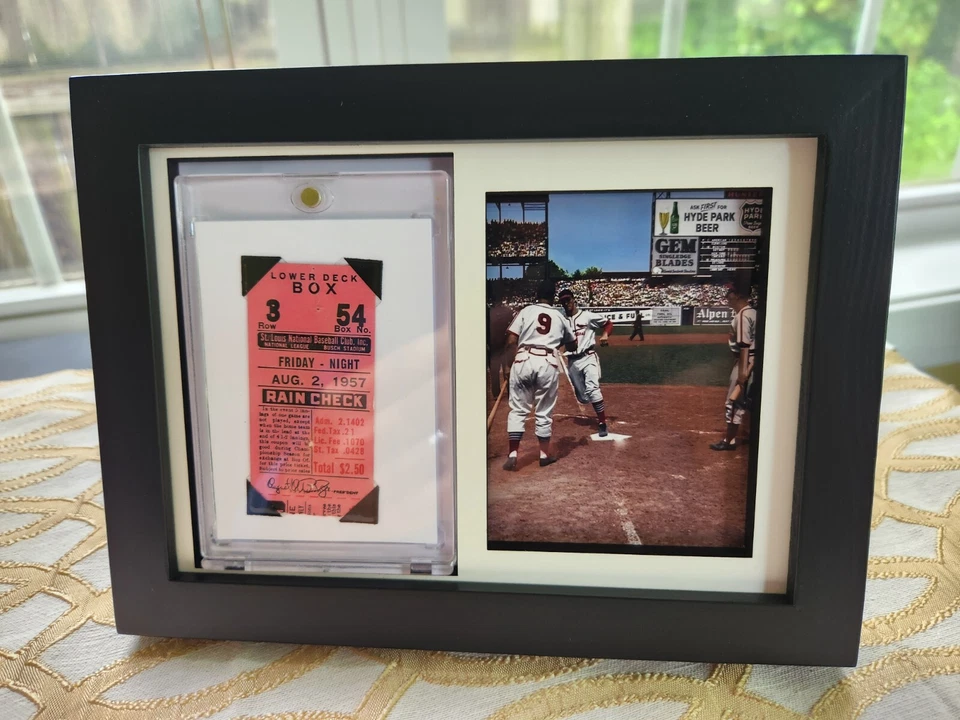 Boleto musical 1957 de los Cardenales de San Luis-Stan con estampado enmarcado/enmarañado Foto 1 de 2