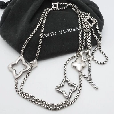 Collar de cadena de plata esterlina David Yurman de cuatro hojas bolsa de 36" Foto 1 de 4